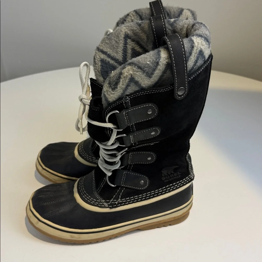 Sorel Joan of Arctic Knit II Black Suede Boot Women's Size 8 NL2142-010 - Picture 2 of 6